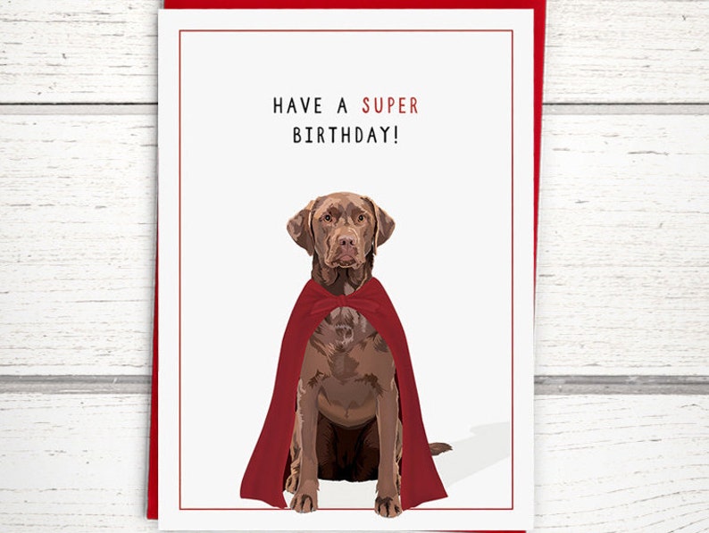 Chocolate Lab Birthday Card. Happy birthday cards. Dog Etsy