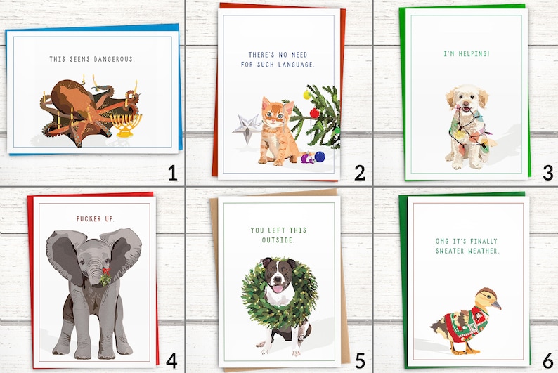 funny elephant christmas cards boxed set of 15 funny