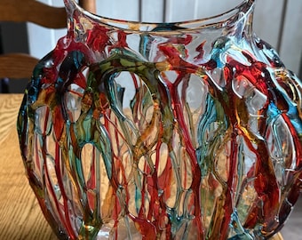 Murano Italian Vetro Artistico Art Glass Vase Sculpture, Signed by Costantini Sergio