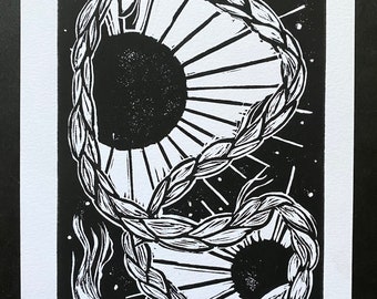 Warm Skies block print