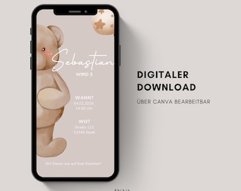 Digital invitation for children's birthday | eCard invitation for children's birthday | Birthday invitation to send via WhatsApp