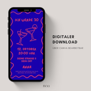 Digital birthday invitation | eCard invitation for a 30th, 40th, or 50th birthday | Birthday invitation to send via WhatsApp