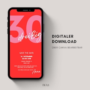 Digitale Einladung Geburtstag | eCard Einladung zum Geburtstag 30. 40. 50. | Geburtstagseinladung zum Versenden per WhatsApp