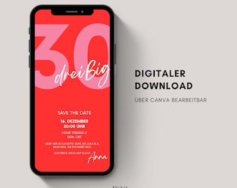 Digital birthday invitation | eCard invitation for birthday 30th, 40th, 50th | Birthday invitation to send via WhatsApp