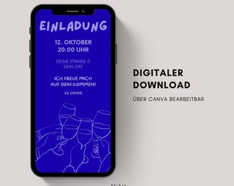 Digital birthday invitation | eCard invitation for a 30th, 40th, or 50th birthday | Birthday invitation to send via WhatsApp