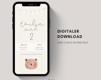 Digital invitation for children's birthday | eCard invitation for children's birthday | Birthday invitation to send via WhatsApp