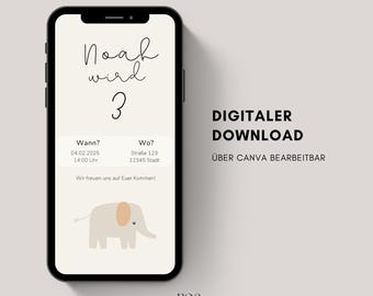 Digital invitation for children's birthday | eCard invitation for children's birthday | Birthday invitation to send via WhatsApp