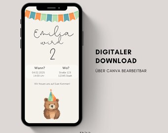Digital invitation for children's birthday | eCard invitation for children's birthday | Birthday invitation to send via WhatsApp