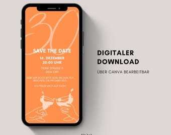 Digital birthday invitation | eCard invitation for birthday 30th, 40th, 50th | Birthday invitation to send via WhatsApp
