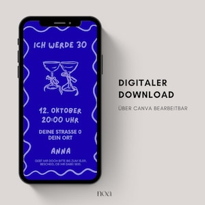 Digital birthday invitation | eCard invitation for a 30th, 40th, or 50th birthday | Birthday invitation to send via WhatsApp
