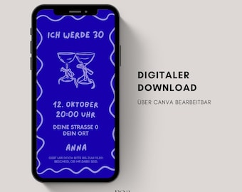Digital birthday invitation | eCard invitation for a 30th, 40th, or 50th birthday | Birthday invitation to send via WhatsApp