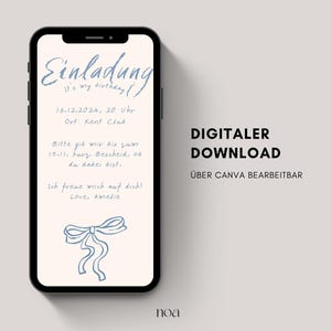 Digital invitation birthday bow | eCard invitation for birthday 30th, 40th, 50th | Birthday invitation to send via WhatsApp