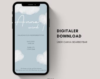 Digital invitation for children's birthday | eCard invitation for children's birthday | Birthday invitation to send via WhatsApp