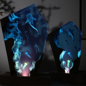 Whale Shark Diver Lamp,Scuba Diver Epoxy Resin Night Light,Ocean Whale Shark Table Lamp,Birthday Gift for Him,Christmas Home Decoration Gift
