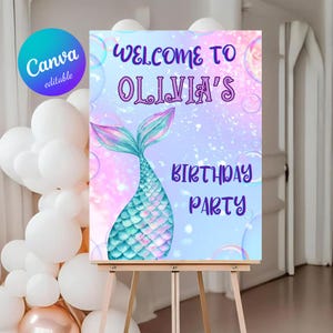 Editable Little Mermaid Welcome Sign, Personalised Mermaid Welcome Sign, Mermaid Welcome Sign Template, Mermaid Welcome Sign, Mermaid Sign