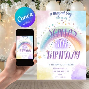 Pastel Rainbow Birthday Invitation,Rainbow Birthday Invitation, Rainbow of Fun Birthday Invite, Colorful Pastel Rainbow Invitation Card