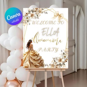 Quinceañera Printable Welcome Sign, 15th Birthday Decor, Custom Quinceañera Welcome Sign, Quinceañera Sweet Poster, Quinceañera Welcome Sign