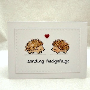 Hedgehog Valentine Card, Valentine Hedgehog, Sending Hedgehugs, Hedgehog Anniversary, Hedgehog Birthday, Hedgehog Valentine's Day Card image 1