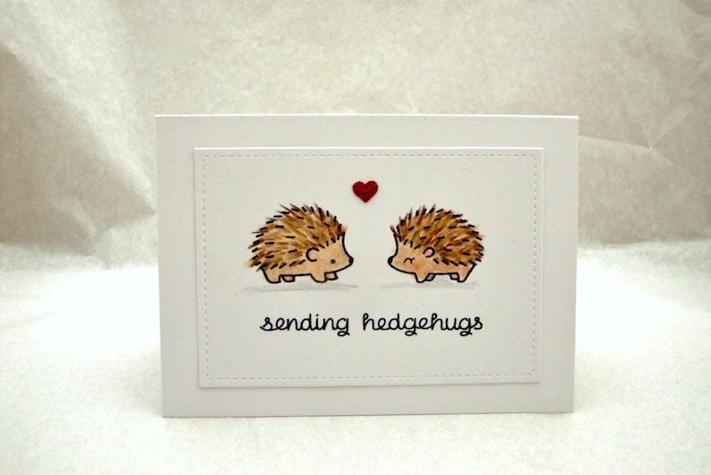 Hedgehog Valentine Card, Valentine Hedgehog, Sending Hedgehugs, Hedgehog Anniversary, Hedgehog Birthday, Hedgehog Valentine's Day Card image 1