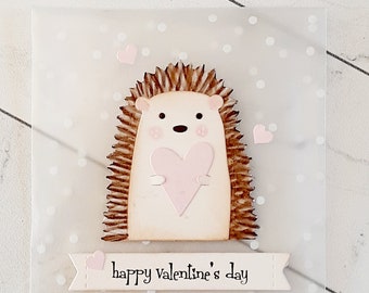 Hedgehog Valentine Treat Holder, Valentine Cookie Bag, Classroom Valentine Treat Holder, Cookie Bag, Cookie Treat Holder,