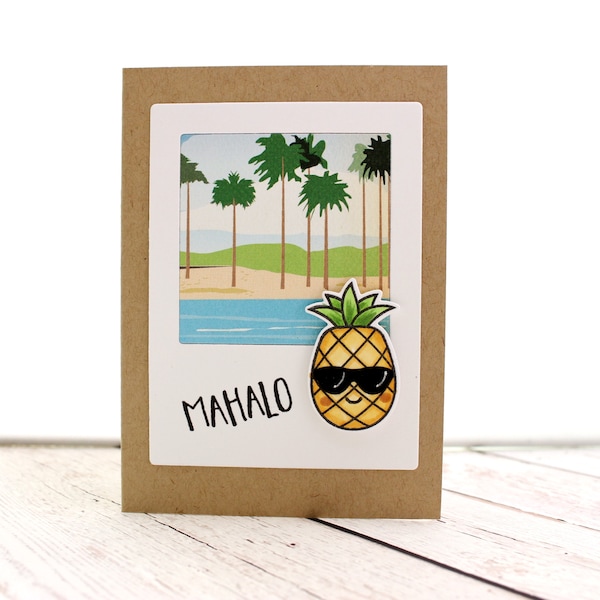 Mahalo, Hawaiian Thank You Card, Pineapple Thank You Card, Tropical Thank You Card, Island Greeting Card, Pineapple Card,