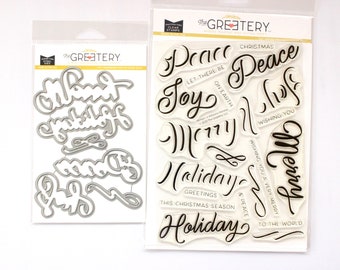 Written in Ribbons Holiday Stamp Set and Coordinating Dies, The Greetery Written in Ribbons Holiday Stamp and Die Set,