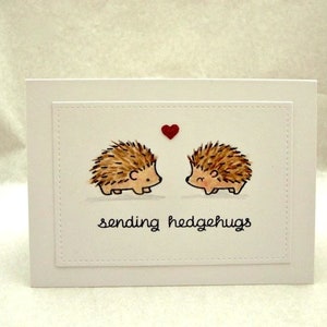 Hedgehog Valentine Card, Valentine Hedgehog, Sending Hedgehugs, Hedgehog Anniversary, Hedgehog Birthday, Hedgehog Valentine's Day Card image 2