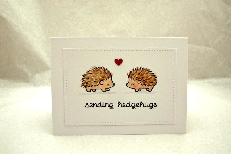 Hedgehog Valentine Card, Valentine Hedgehog, Sending Hedgehugs, Hedgehog Anniversary, Hedgehog Birthday, Hedgehog Valentine's Day Card image 2