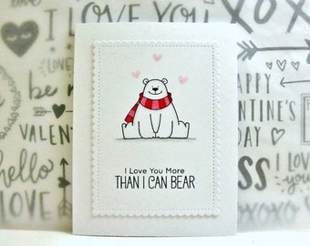 Polar Bear Card, Polar Bear Love Card, Polar Bear Anniversary Card, Polar Bear Birthday Card, More Than I Can Bear, Punny Polar Bear Card