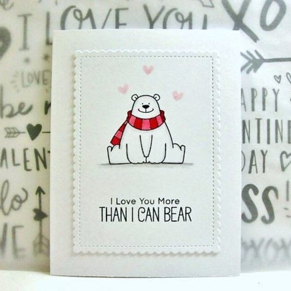 Polar Bear Card, Polar Bear Love Card, Polar Bear Anniversary Card, Polar Bear Birthday Card, More Than I Can Bear, Punny Polar Bear Card