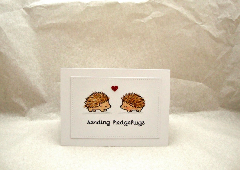 Hedgehog Valentine Card, Valentine Hedgehog, Sending Hedgehugs, Hedgehog Anniversary, Hedgehog Birthday, Hedgehog Valentine's Day Card image 4