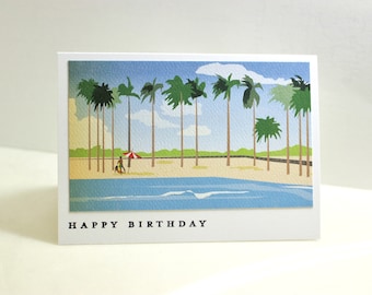 Birthday Card, Hawaiian Birthday Card, Vintage Travel Birthday Card, 1950's Inspired Birthday Card, Hawaii, Vintage Hawaiian Brithday Card