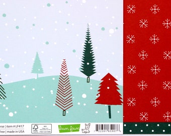 Silent Night 12 x 12 Double Sided Patterned Paper, Silent Night Lawn Fawn, Lawn Fawn Fa La La Collection, Lawn Fawn Silent Night
