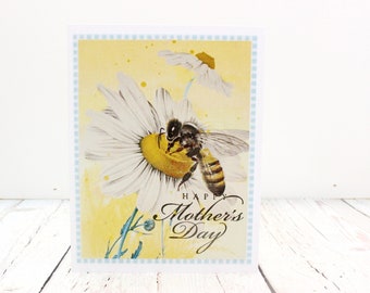 Mother's Day Card, Mothers Day Card, Vintage Inspired Mother's Day card, Bumblebee Mother's Day Card, Happy Mother's Day