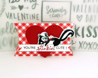 Valentine Treat Box, Valentine Treat Holder, Stinkin' Cute Valentine, Skunk Valentine Treat Holder, Valentine Pillow Box, Kid's Valentines