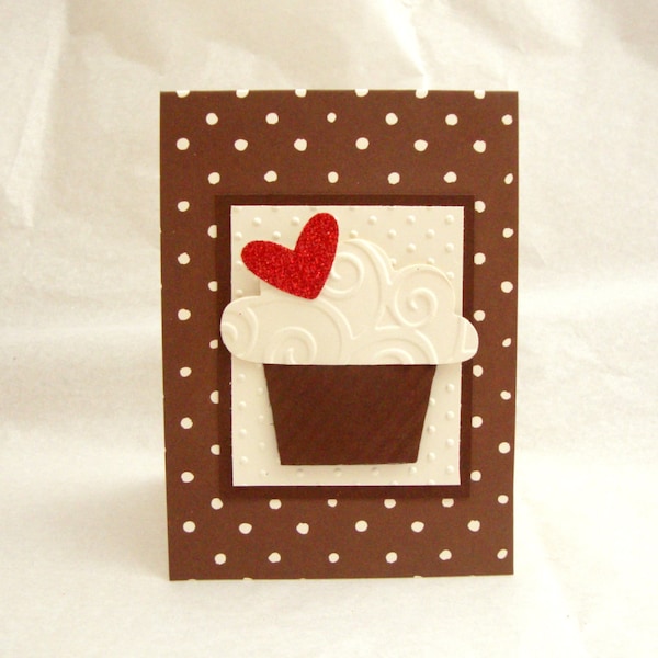 Cupcake Birthday Card,  Chocolate Cupcake Birthday Card,  Happy Birthday Cupcake Card, Birthday Card with Cupcake, Chocolate Cupcake Card,