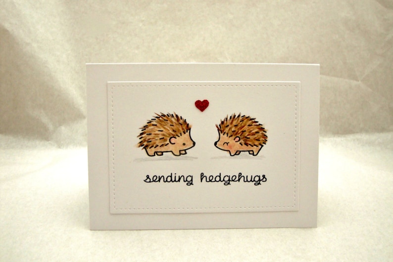 Hedgehog Valentine Card, Valentine Hedgehog, Sending Hedgehugs, Hedgehog Anniversary, Hedgehog Birthday, Hedgehog Valentine's Day Card image 3