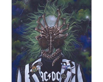 Plakat z portretem obcego z sokiem z żuka | Zabawna sztuka mashup - unikalny nadruk giclée dla fanów