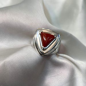 Men Natural Orange Coral Stylish Handmade Sterling Silver Ring 925 Gift for him