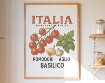Pomodoro Tomato PNG Tomato Girl Summer Poster Digital Italian Food PNG Old Retro Aesthetic Farmers Market PNG Downloadable Rustic Kitchen