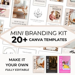 Mini Branding Kit Beige Small Business Branding Boho Social Media Template Editable Canva Template Bundle Instagram Post Template Neutral