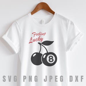 Fühlen Sie sich glücklich Kirschen SVG 8 Ball Kirsche Vektor Datei Good Luck Print Retro Bar Warenkorb Kunst Digital Y2K Wandkunst SVG Lucky 8 Ball Grafikdesign