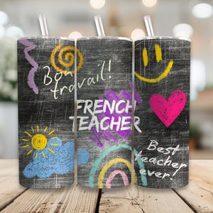 French Teacher Tumbler Sublimation French Tutor Cup Wrap French Teacher 20oz Skinny Tumbler Design Language Teacher Gift for New Teacher PNG