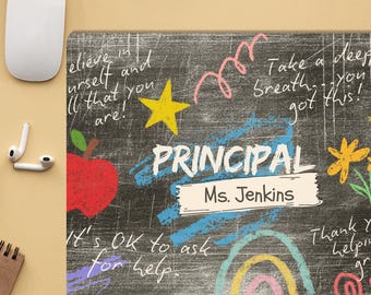 Custom Principal Desk Pad PNG Mouse Mat Principal Mouse Pad Sublimation PNG Downloadable Image File Principal Gift Idea for Teacher Xmas