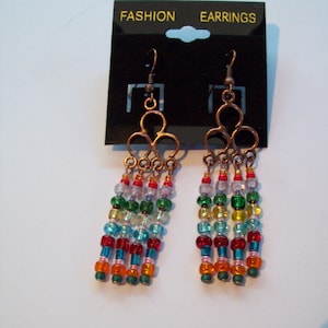 Copper Rainbow Chandelier Earrings