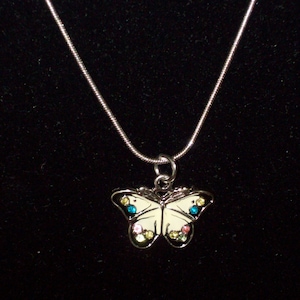 Jeweled Butterfly Sterling Silver Necklace