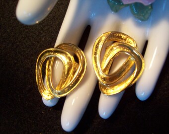 Vintage Golden Triangle Clip On Earrings