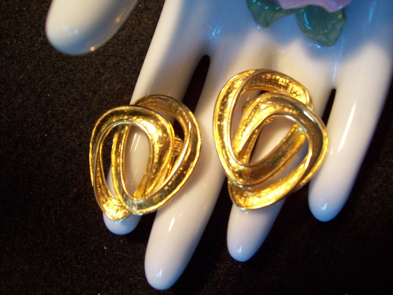 Vintage Golden Triangle Clip On Earrings image 1