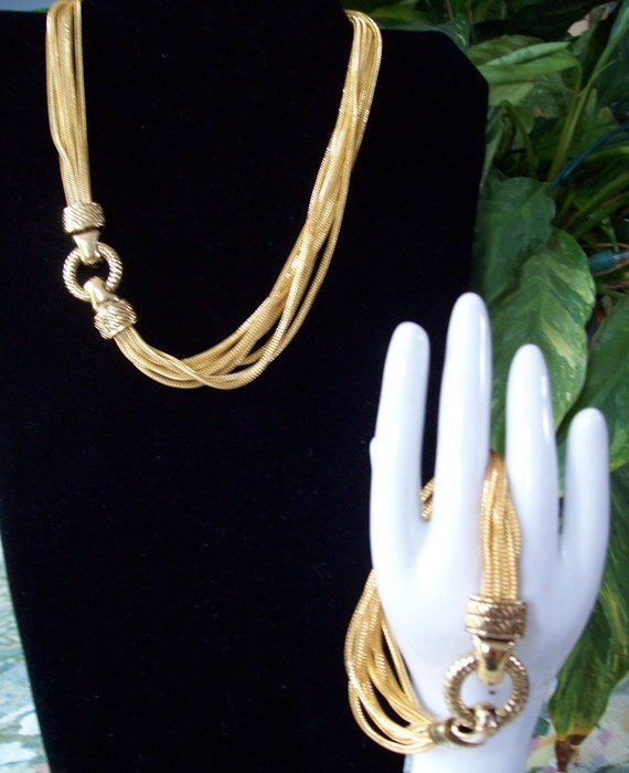 Vintage Multi Golden Chain Choker Necklace With M… - image 2