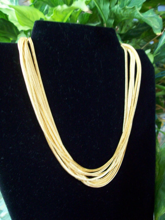 Vintage Multi Golden Chain Choker Necklace With M… - image 3
